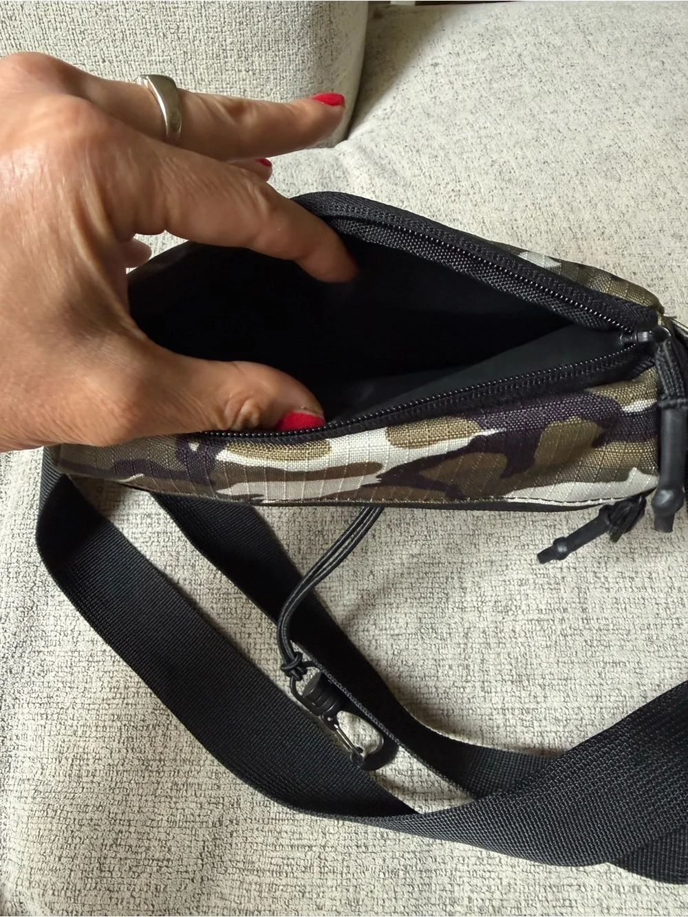 Jordan Olive Camo Belt Bag with Black Strap